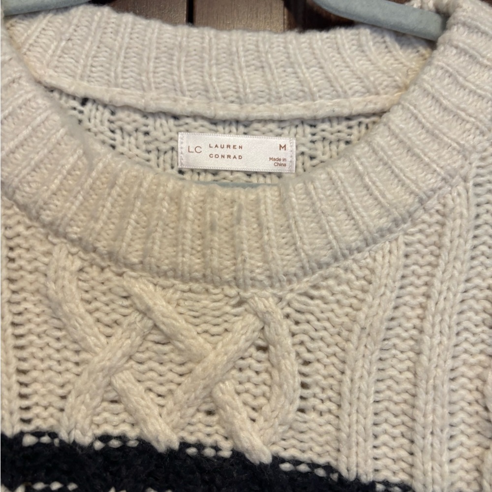 LC Lauren Conrad Navy and Cream Striped Sweater - Picture 8 of 9